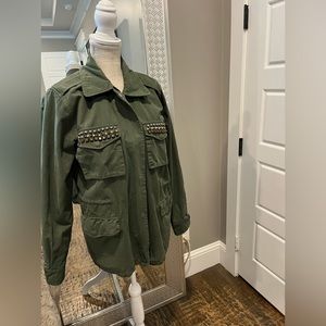 Saks 5th Ave 548 casual studded army green jacket